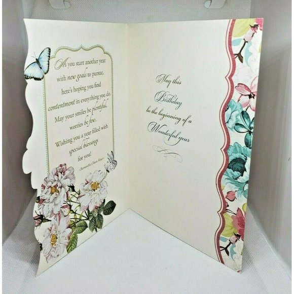 Warm Birthday Wishes Thoughts & Inspiration Floral Blue Butterfly Greeting Card - Picture 6 of 11